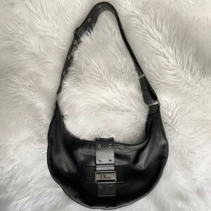 Christian Dior Vintage Street Chic half moon hobo bag black leather